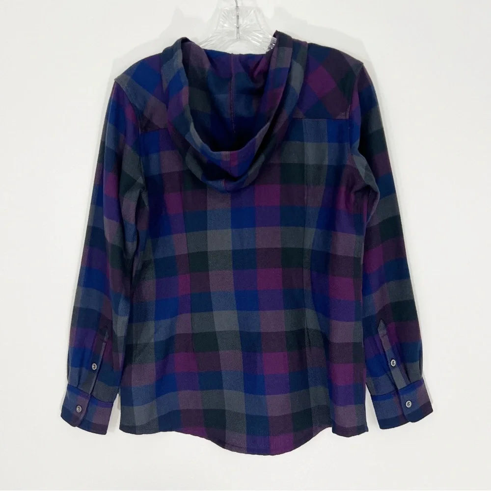 Outdoor Research Feedback Plaid Flannel Hooded BlackBerry Plaid Size XS